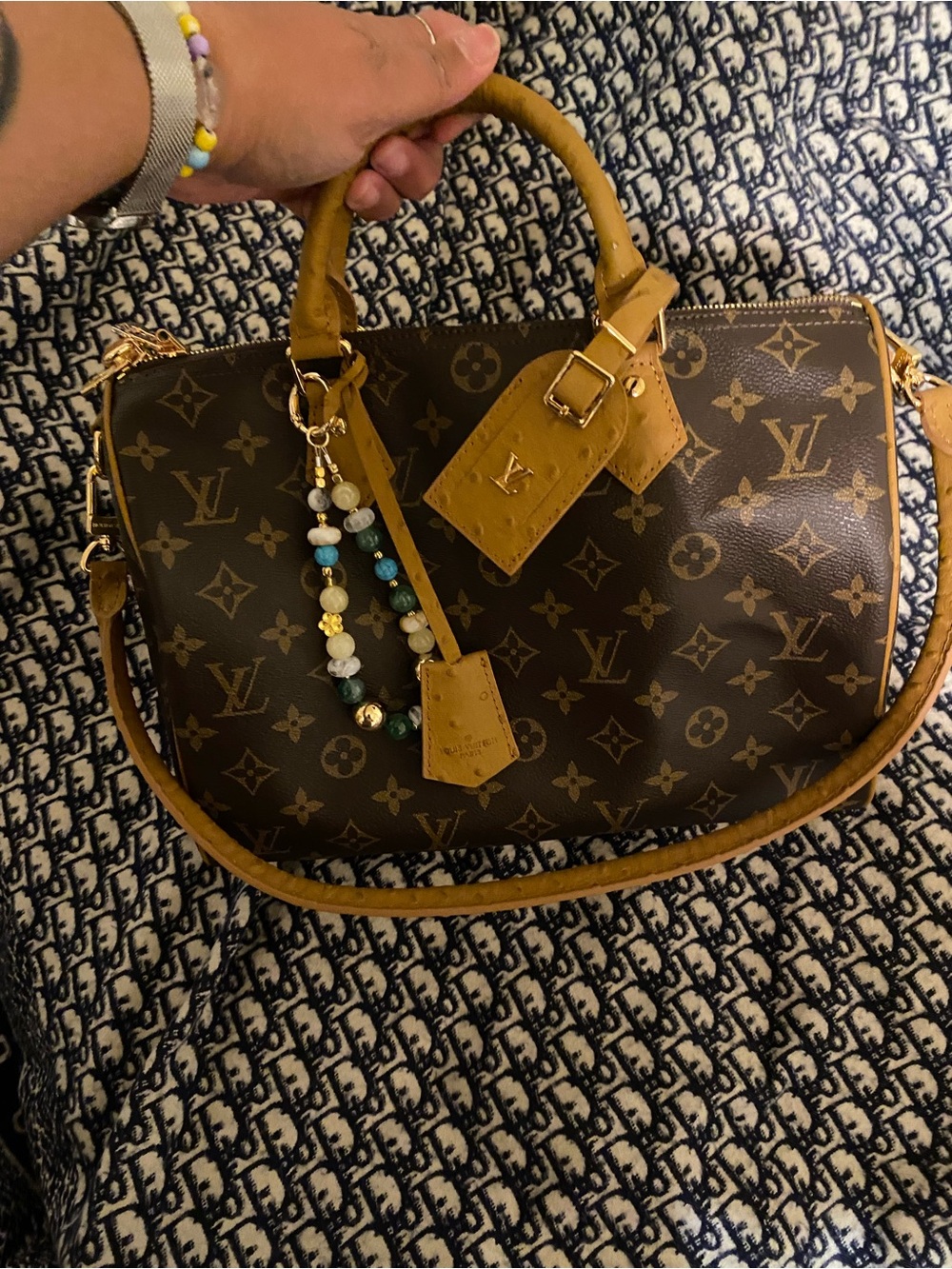 Monogram Top-Handle Satchel in Brown with Tan Trim